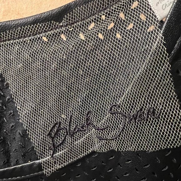 Black Pleather Faux Leather Top Sz S - Picture 4 of 7